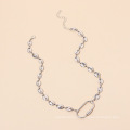 ins new accessories geometric oval lock pig nose necklace, hip-hop chain necklace with personality and niche design